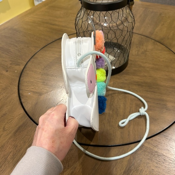 White Unicorn Pom-Pom Crossbody Bag - Picture 4 of 7